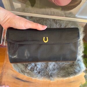 Vintage Lizard Navy Blue Rectangular Clutch